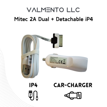 Mitec 2A Dual Auto-Adapter + Abnehmbares iP4-Kabel